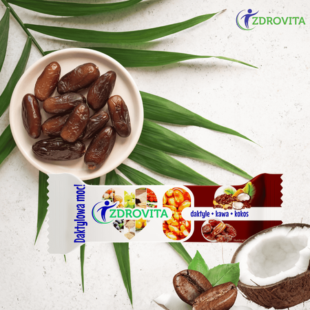 Baton Daktylowy z Kawą i Kokosem zdrowa fit przekąska Zdrovita 40g