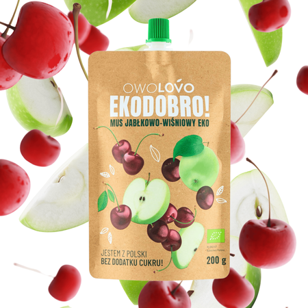 OWOLOVO Mus jabłkowy - wiśniowy EKO 200g Bio