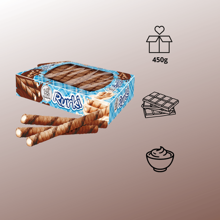 Rurki waflowe kakaowe chrupiące z nadzieniem AIM Foods 450g