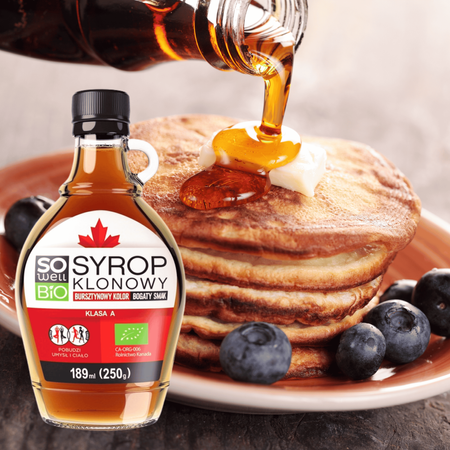 Syrop klonowy BIO SoWell klasa A bursztynowy Kanada 189ml