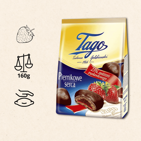 Pierniki Truskawkowe Serca piernikowe serca z nadzieniem Tago 160g