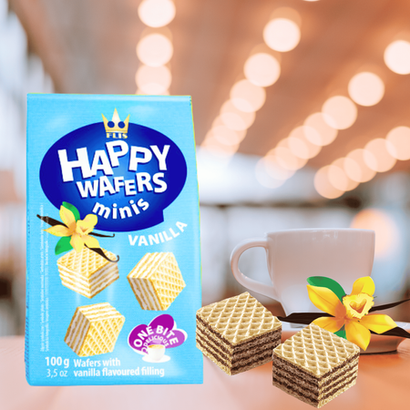 Mini wafle z kremem waniliowym Flis Happy Wafers Minis Waniliowe 100g