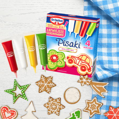 Dr Oetker pisaki cukrowe 4 kolory do dekoracji świątecznych wypieków 68g