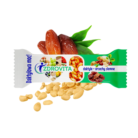 Baton Daktylowy z Orzechami Ziemnymi zdrowa fit przekąska Zdrovita 40g