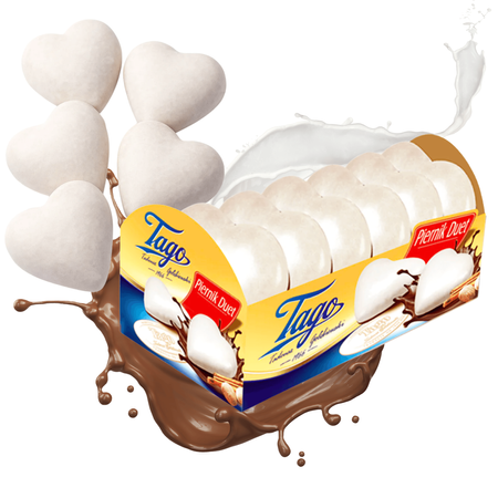 Pierniki serce Duet serca w białej glazurze i ciemnej polewie Tago 190g