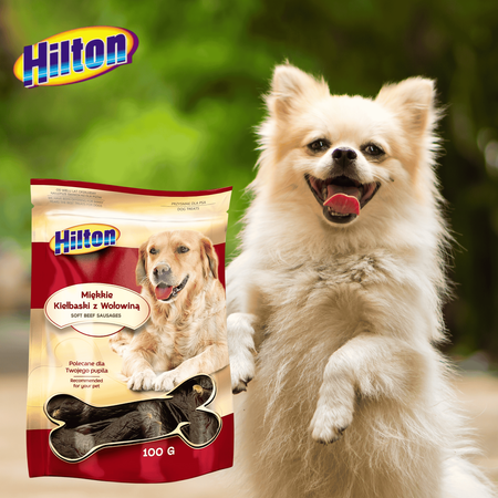 Przysmak dla psa miękkie kiełbaski z wołowiną Hilton 100g