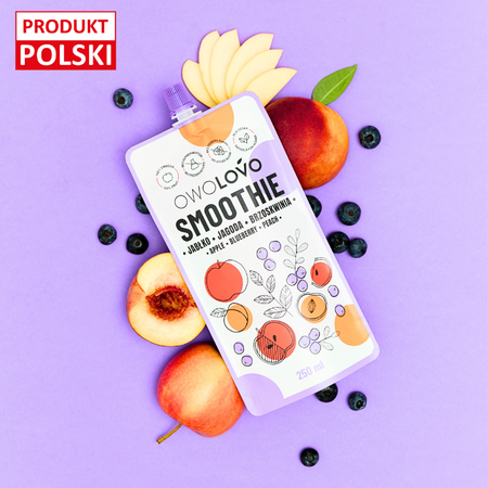 OWOLOVO Smoothie jabłko jagoda brzoskwinia, 250ml