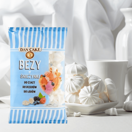 Bezy Śnieżynki kruche białe bezy do dekoracji i deserów Dan Cake 100g