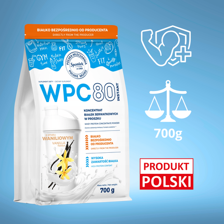 Białko WPC80 białko serwatkowe odżywka białkowa wanilia SPOMLEK 700g