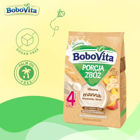 BoboVita Porcja zbóż Kaszka mleczna manna brzoskwinia-banan po 4 m-cu 210g