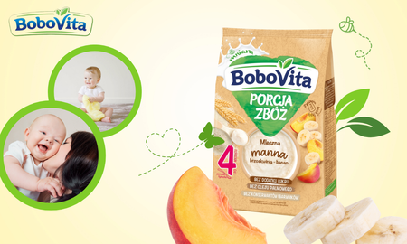 BoboVita Porcja zbóż Kaszka mleczna manna brzoskwinia-banan po 4 m-cu 210g