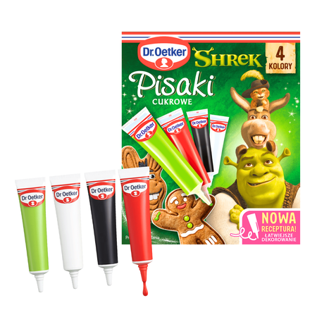 Dr Oetker pisaki cukrowe Shrek 4 kolory dekoracja świątecznych wypieków 68g