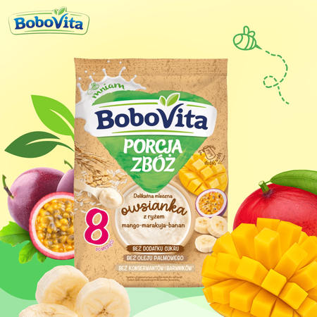 BoboVita Porcja zbóż Owsianka mango-marakuja po 8. miesiącu bez cukru 210g