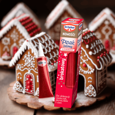 Dr Oetker Pisak żelowy czerwony brokatowy świąteczna dekoracja wypieków 19g
