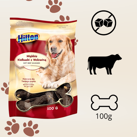 Przysmak dla psa miękkie kiełbaski z wołowiną Hilton 100g