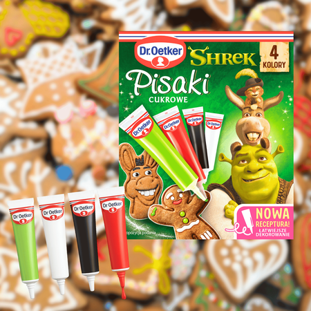 Dr Oetker pisaki cukrowe Shrek 4 kolory dekoracja świątecznych wypieków 68g