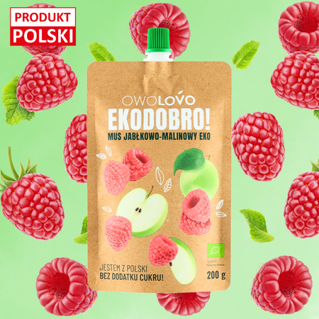 OWOLOVO Mus jabłkowy - malinowy EKO 200g Bio