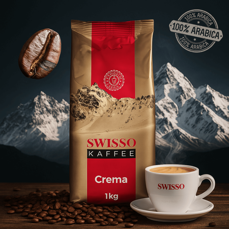 Kawa Ziarnista 100% Arabica aromatyczna kremowa Swisso Kaffee Crema 1kg