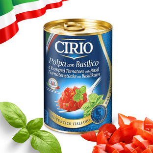 Pomidory w kawałkach z bazylią włoskie Polpa Con Basilico Cirio 400g