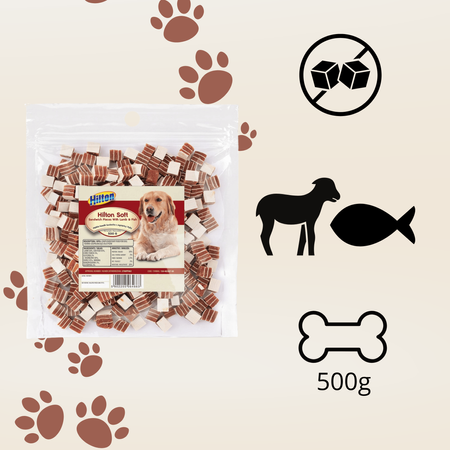 Przysmak dla psa Smaczek Hilton sandwiche z jagnięciny i ryby miękkie 500g