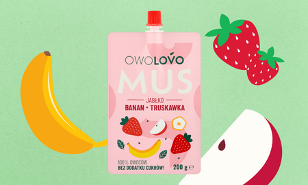 OWOLOVO Mus owocowy 3 smaki jabłko-banan-truskawka 200g