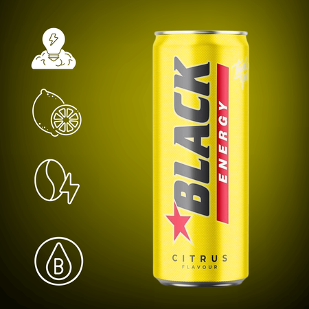 Black Citrus Flavour napój energetyzujący energy drink puszka 250 ml