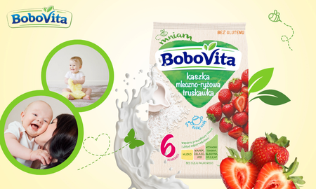 BoboVita Kaszka mleczno-ryżowa truskawka po 6 miesiącu 230g
