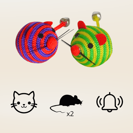 Zabawka dla kota myszki kulki ze sznurka z dzwoneczkiem Hilton 5cm 2szt