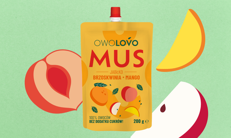 OWOLOVO Mus owocowy 3 smaki jabłko-brzoskwinia-mango 200g