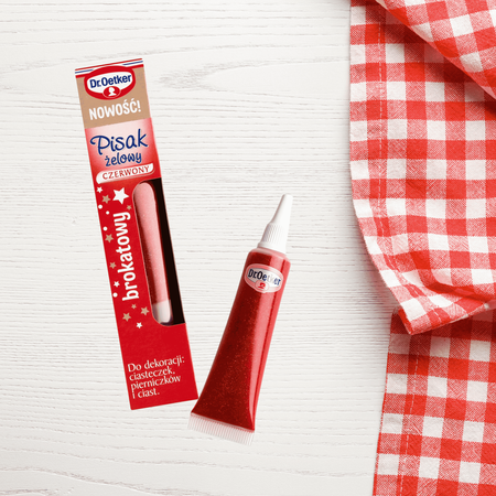 Dr Oetker Pisak żelowy czerwony brokatowy świąteczna dekoracja wypieków 19g
