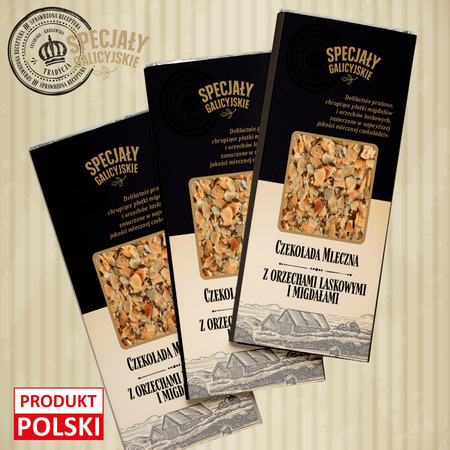 Czekolada Mleczna z orzechami migdałami premium Specjały Galicyjskie 85g