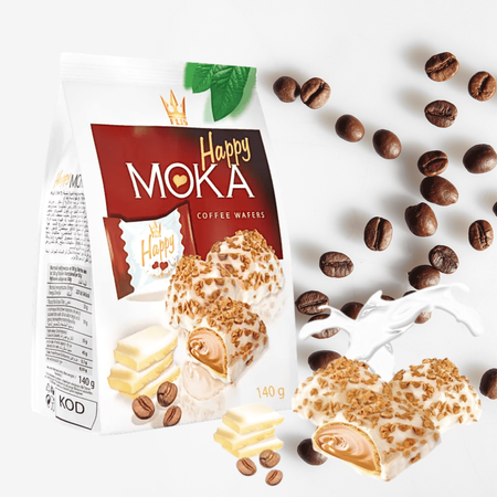 Praliny waflowe o smaku kawowym ciastka Happy Moka Flis 140g