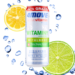 4MOVE Active Vitamin 330 ml – gazowany napój magnez + witaminy, limonka