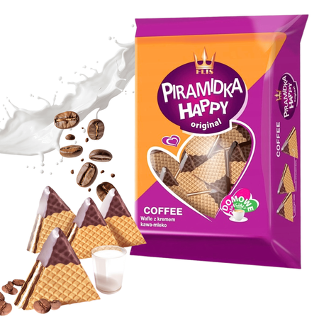 Piramidki kawowe wafelki z kremem kawowo mlecznym Flis XXL 600g