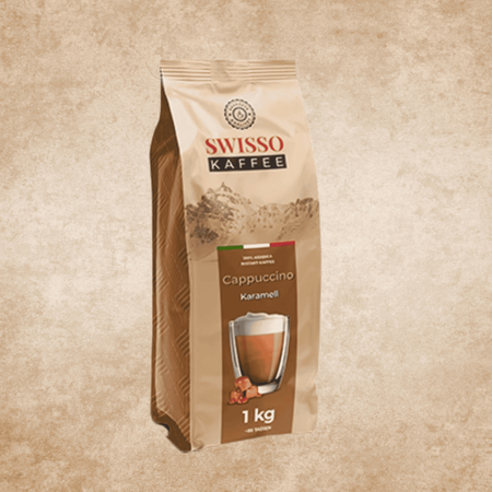 Kawa Cappuccino Caramel o smaku karmelowym Swisso Kaffe Wysoka Jakość 1kg