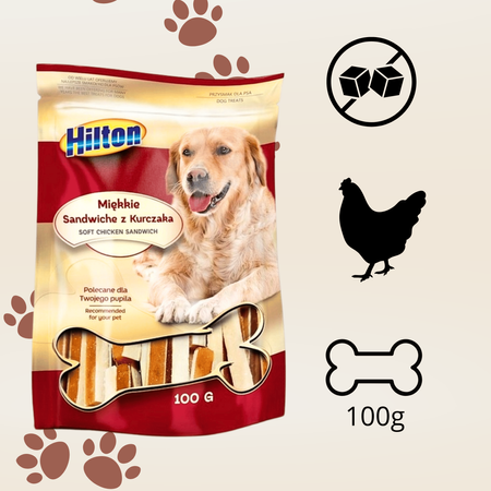 Przysmaki dla psa smakołyki sandwich z kurczaka Hilton 100g