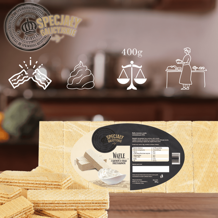 Ciastka Wafle przekładane śmietankowe domowe Specjały Galicyjskie 400g