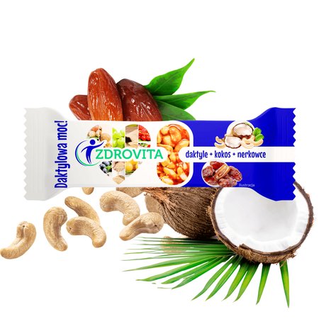 Baton Daktylowy z Orzechami Nerkowca i Kokosem fit przekąska Zdrovita 40g