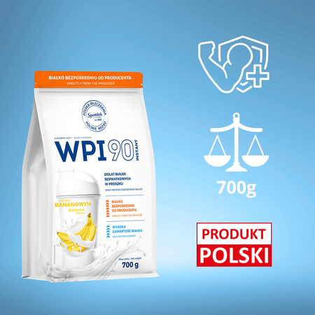 Izolat Białka Serwatkowego WPI90 Whey protein 100% Bananowy 700g SPOMLEK