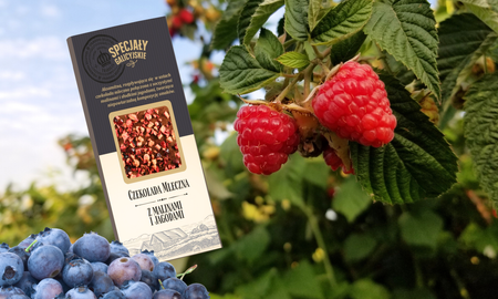 Czekolada Mleczna Malina Jagoda premium Specjały Galicyjskie 85g