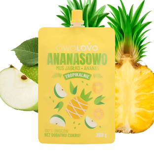 OWOLOVO Mus Tropikalny jabłko ananas 100% owoców 200g