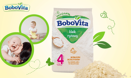BoboVita Kleik ryżowy kaszka dla dzieci po 4 m. 160g bezglutenowy bez mleka