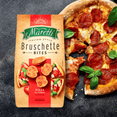 Bruschetta o Smaku Pizza Chrupiące Grzanki Przekąska Maretti 70g