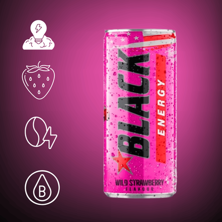 Black Wild Strawberry napój energetyczny gazowany energy drink puszka 250ml