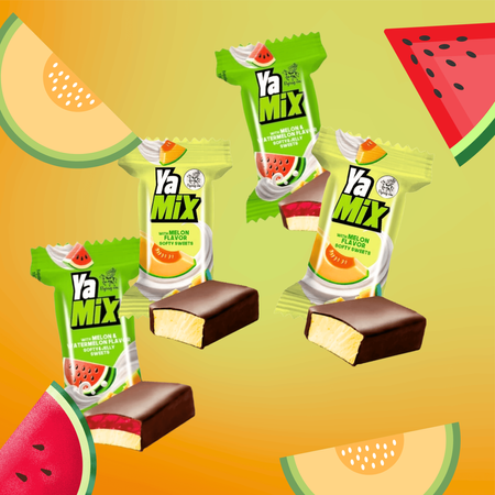 Pianki w czekoladzie melonowe z galaretką w polewie Yamix 1kg