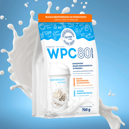 Koncentrat białka WPC80 Whey protein serwatka białka naturalny SPOMLEK 700g