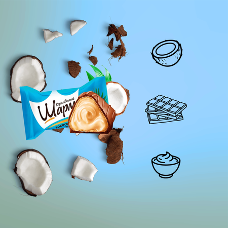 Wafelki kokosowe praliny w czekoladowej polewie ABK Royal Charm Coconut 2kg