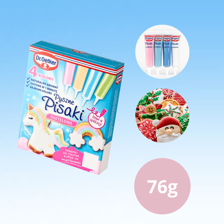 Dr Oetker pisaki pastelowe 4 kolory do dekoracji świątecznych wypieków 76g