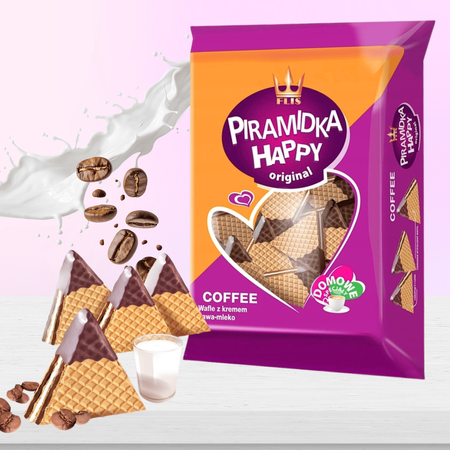 Piramidki kawowe wafelki z kremem kawowo mlecznym Flis XXL 600g