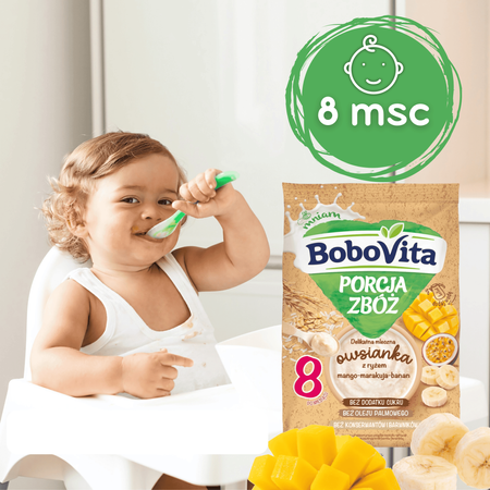 BoboVita Porcja zbóż Owsianka mango-marakuja po 8. miesiącu bez cukru 210g